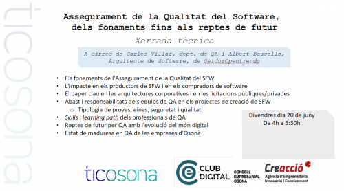 Xerrada tècnica Assegurament de la Qualitat del Software, dels fonaments fins als reptes de futur 